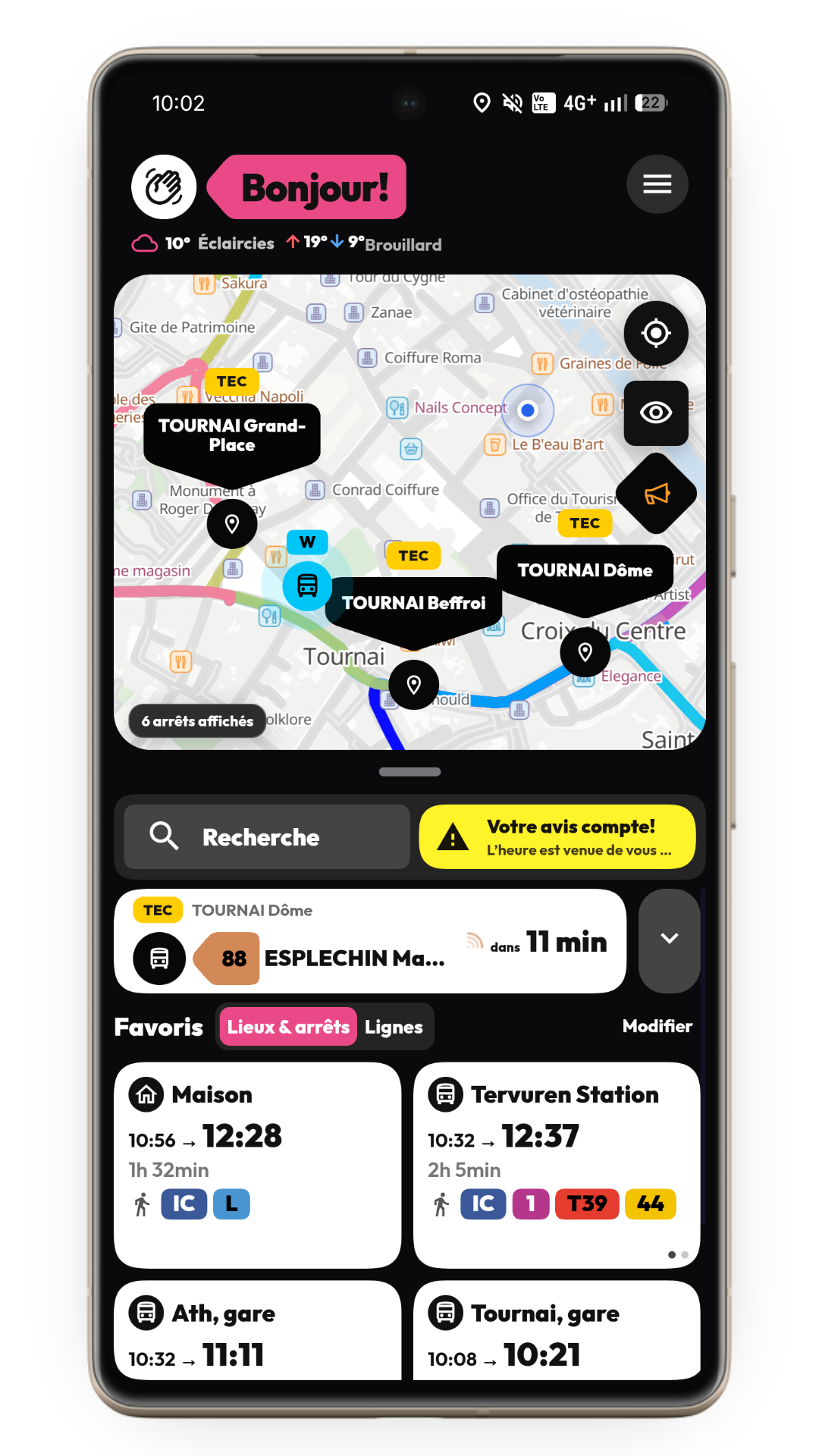 BeMove sur téléphone
